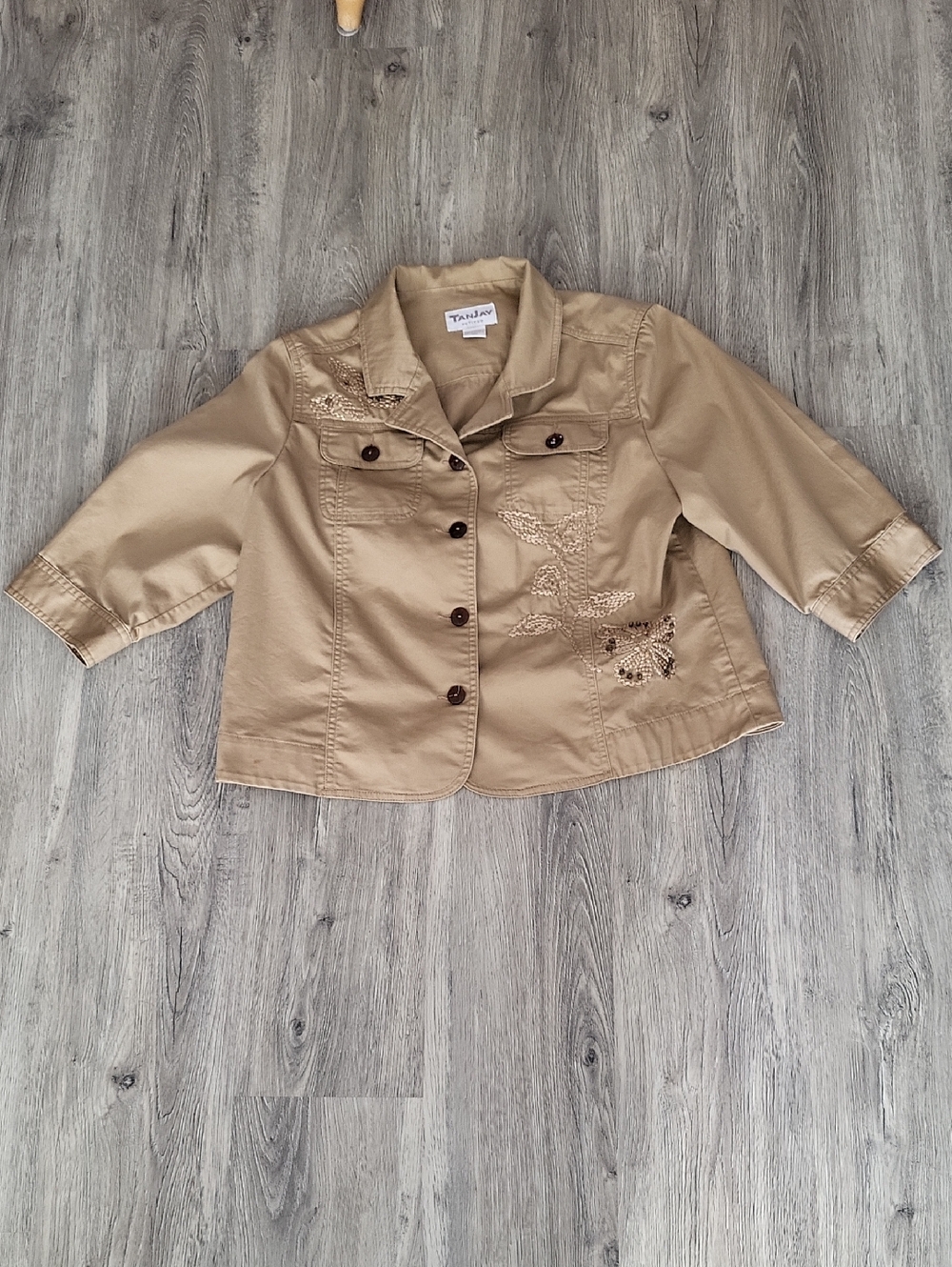 TanJay Tan Embroidered Button-Front Women's Blazer Petite 12